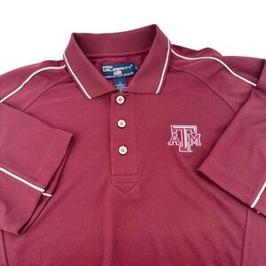 Pro Celebrity Texas A&M Aggies Polo Shirt Mens LG Maroon Short Sleeve Athletic